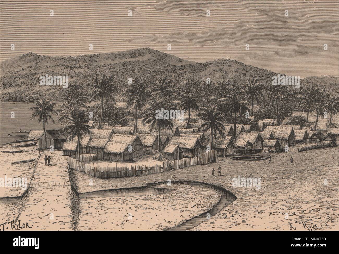 Madagassischen Dorf Nossi Bé. Nosy Be. Madagaskar 1885 alten, antiken Drucken Stockfoto