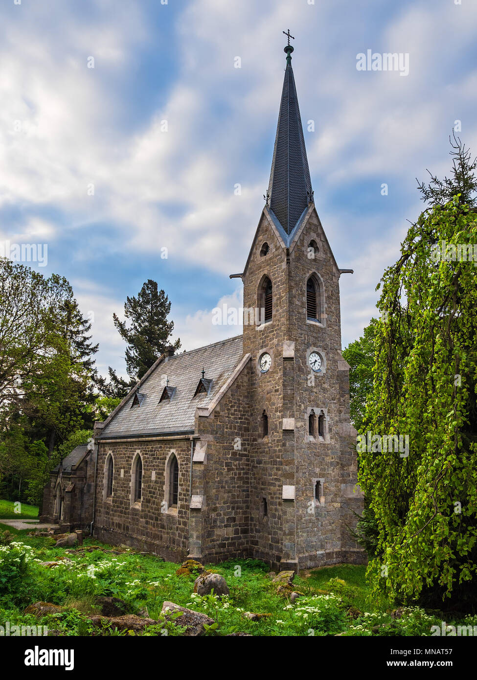 Historische Kirche im Dorf Schierke, Deutschland. Stockfoto
