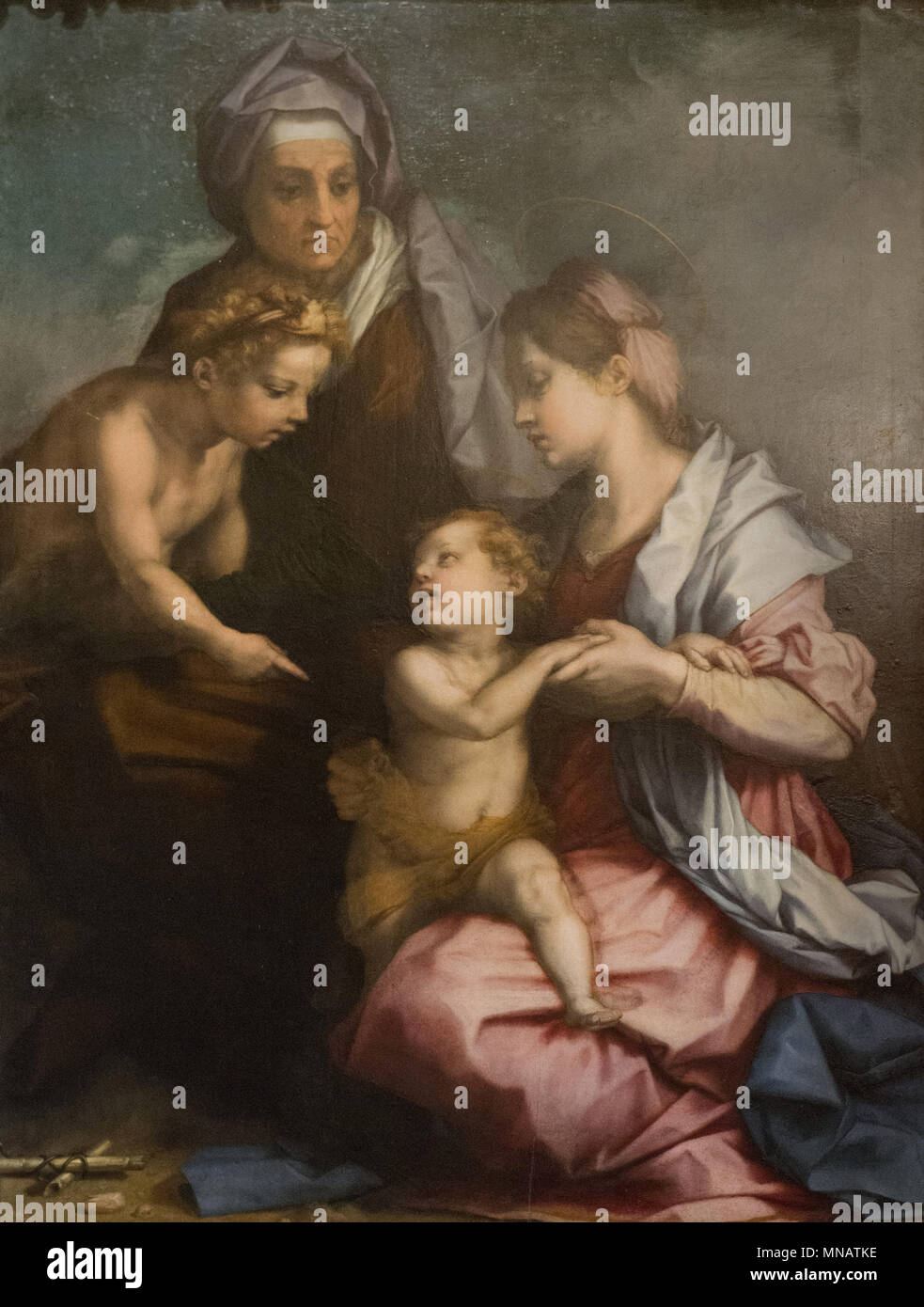 Andrea del Sarto - Madonna mit Kind und Heiligen Elisabeth - und die Infan - Galerie Pitti Palace Florenz Italien Stockfoto