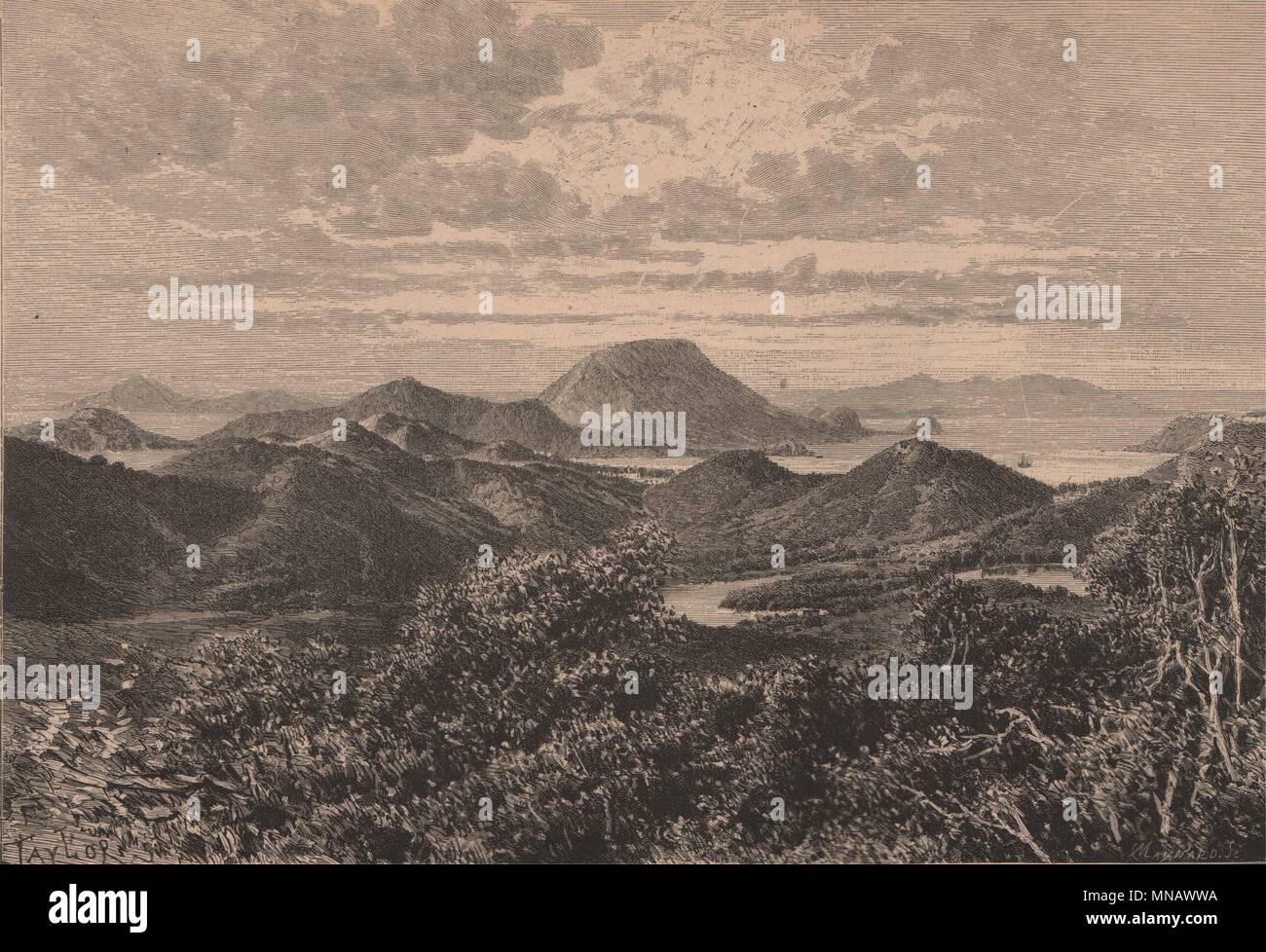 West Indian Landschaft, Îles des Saintes. West Indies. Kleine Antillen 1885 Drucken Stockfoto