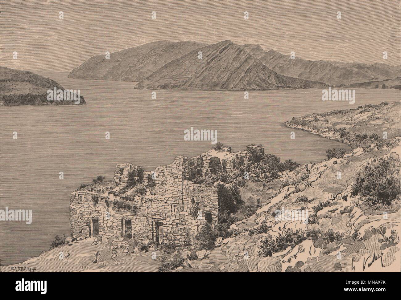 Haus der Jungfrauen der Sonne. Iñaq Uyu Isla de la Luna, Titicacasee 1885 Stockfoto
