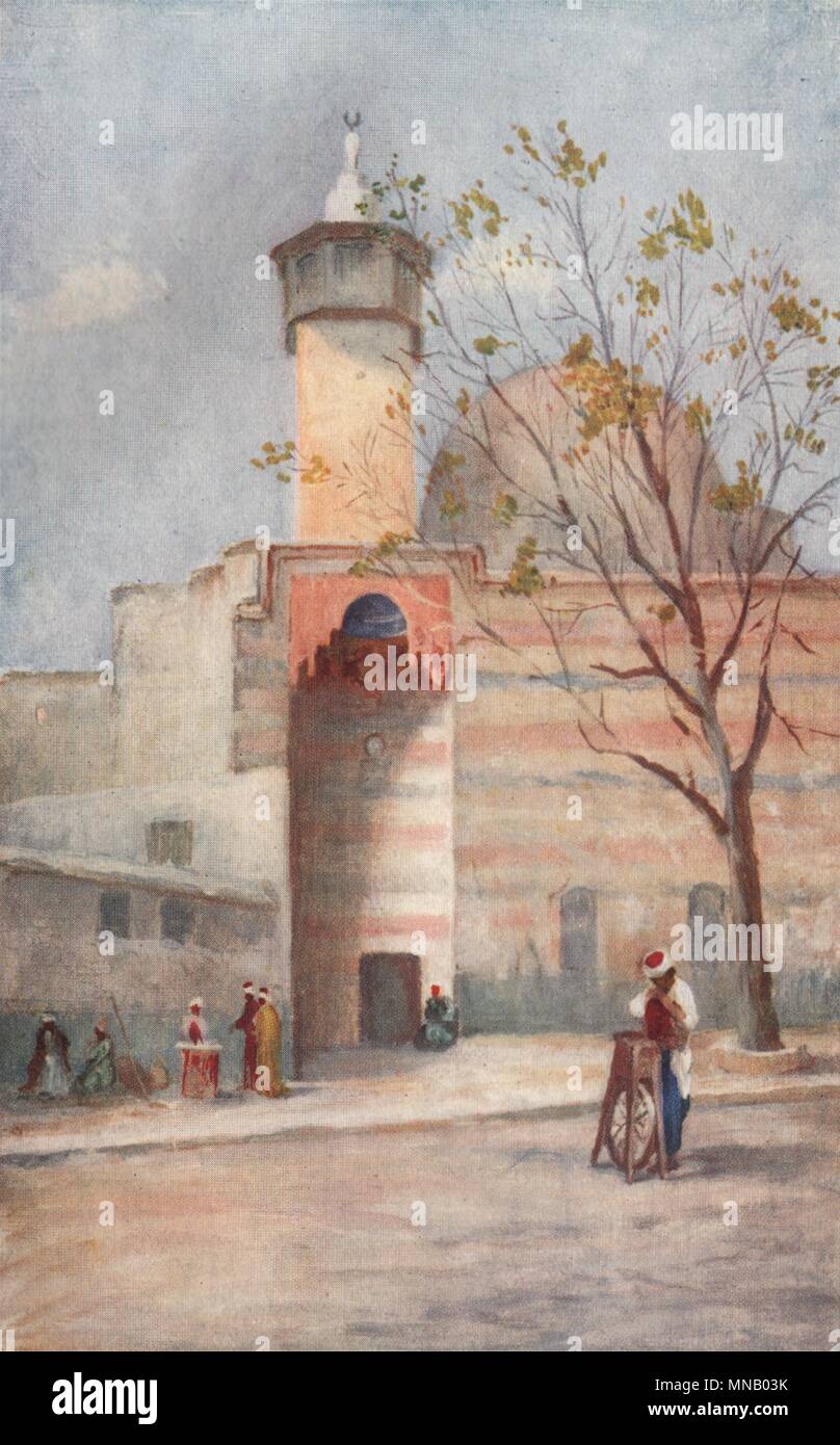 Bin osque des Heiligen Flagge, Damaskus" von Margaret Thomas. Syrien 1908 alten Drucken Stockfoto