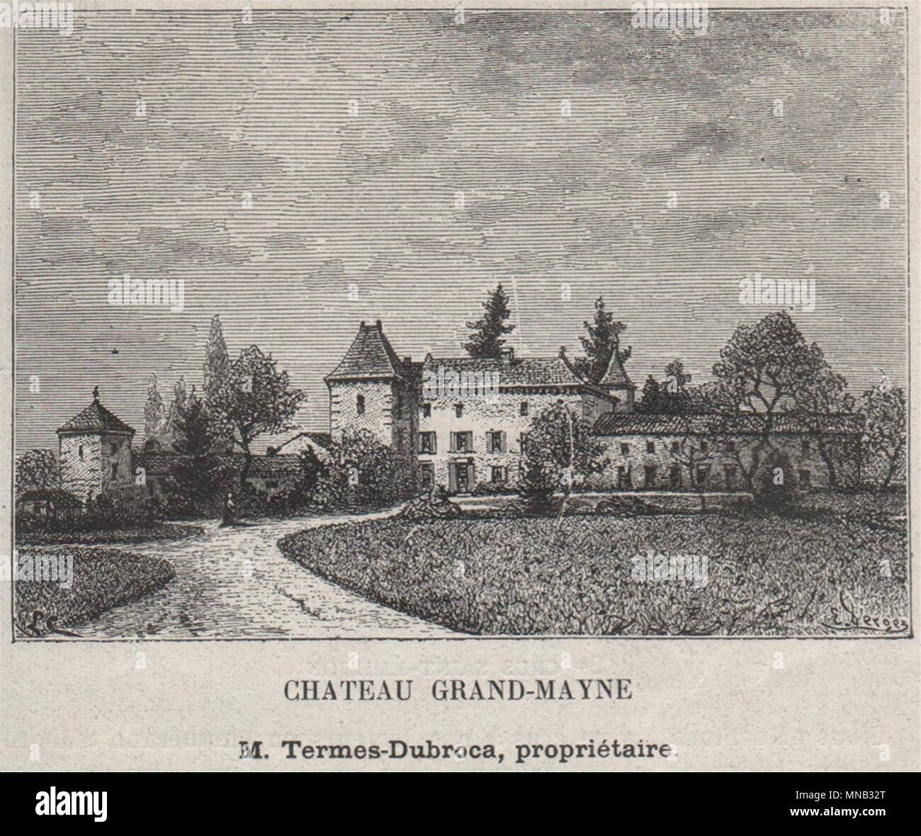 SAINT-ÉMILIONNAIS. SAINT-ÉMILION. Chateau Grand-Mayne. Bordeaux. Kleine 1908 Stockfoto