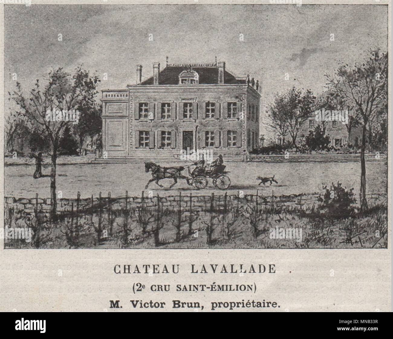 SAINT-CHRISTOPHE-DES-BARDES herum. Chateau Lavallade (2e Cru St-Émilion). Kleine 1908 Stockfoto