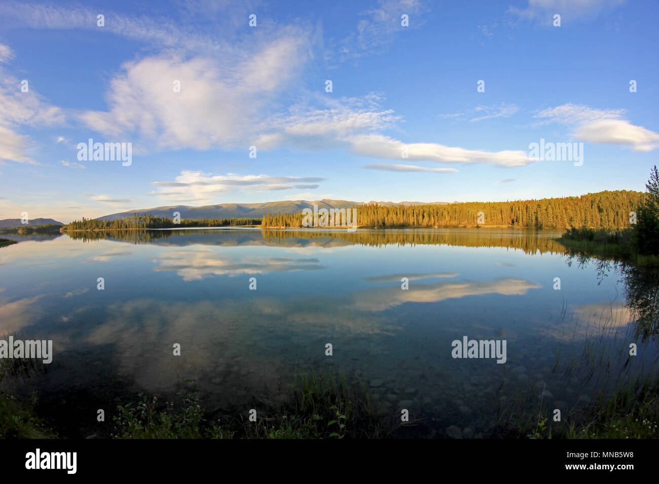 Boya Lake entlang Cassiar Highway, British Columbia, Kanada Stockfoto