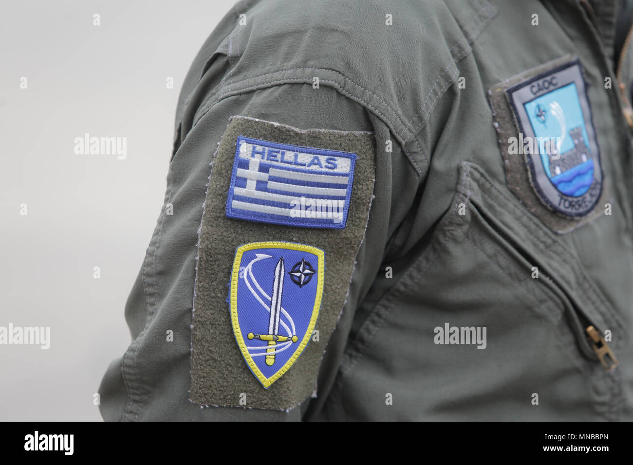 Griechische Luftwaffe symbol auf einen Soldaten uniform Stockfoto