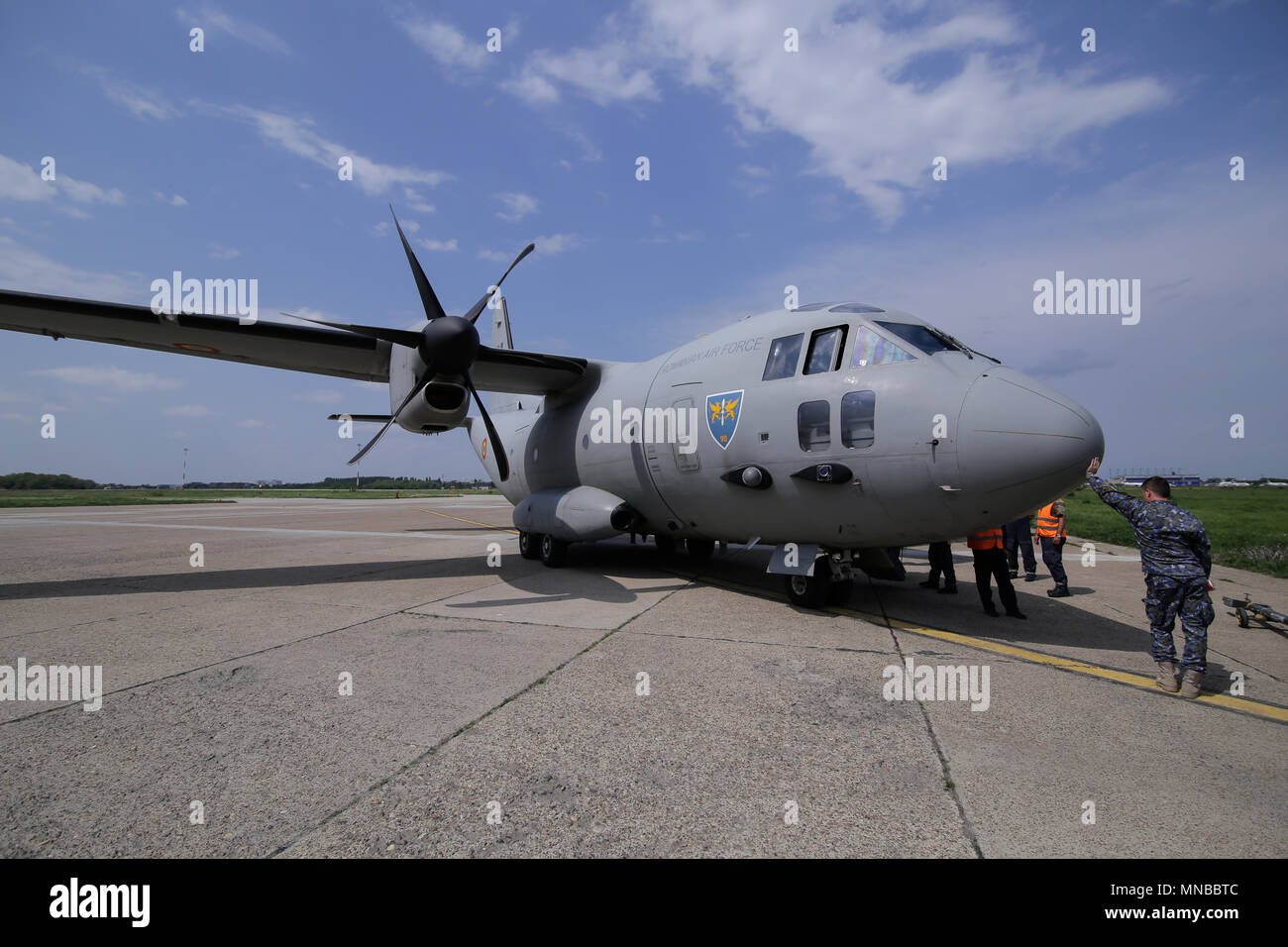 MIHAIL KOGALNICENU, Rumänien - 27. April: Alenia C 2-27 J Spartan Militärflugzeuge, Freitag, 27. April 2018, in Mihail Kogalniceanu Militärflugplatzes. Stockfoto