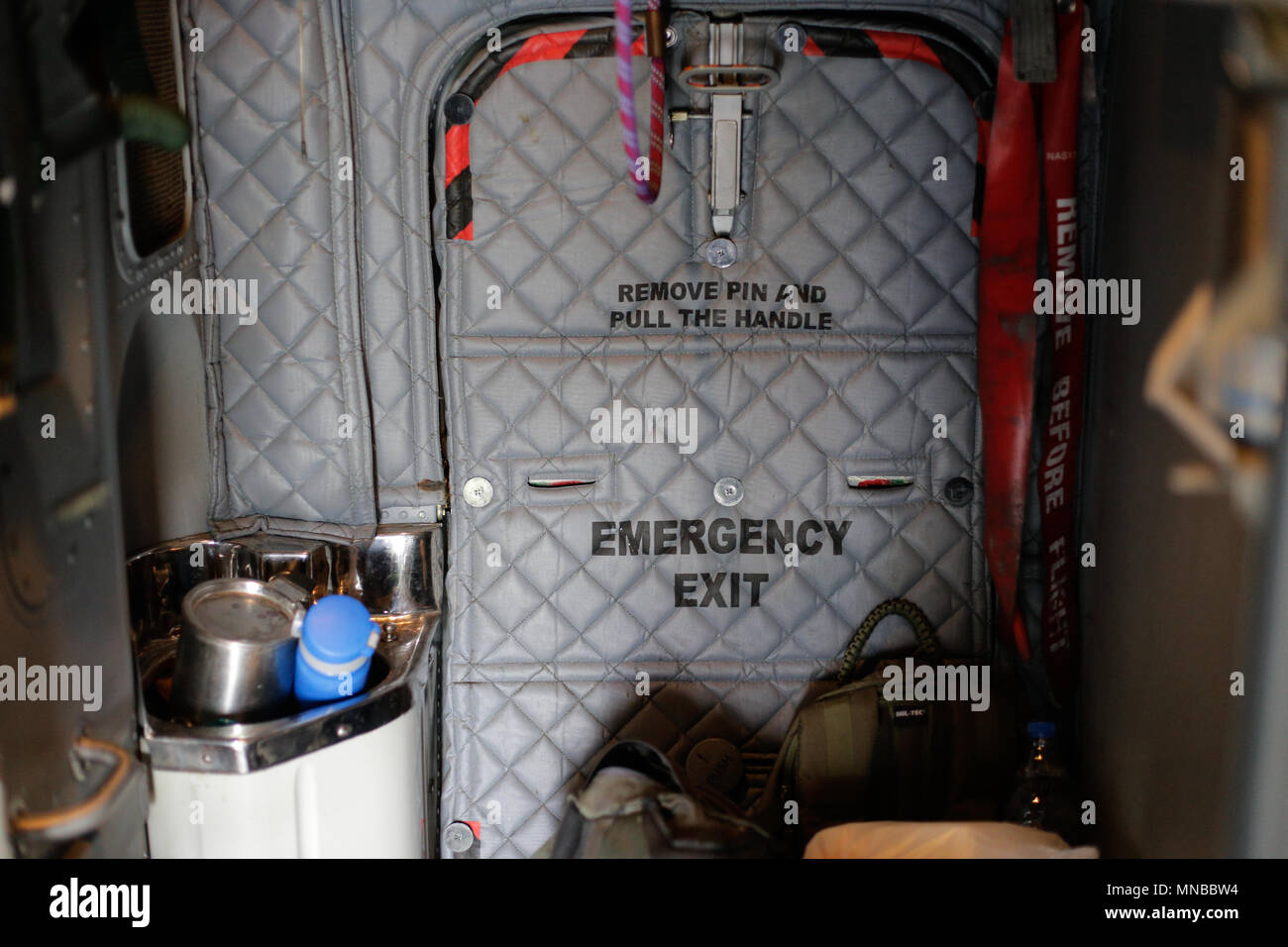 MIHAIL KOGALNICENU, Rumänien - 27. April: Details im Innenraum eines Alenia C 2-27 J Spartan Militärflugzeuge, Freitag, 27. April 2018, in Mihail Kogalnicean Stockfoto