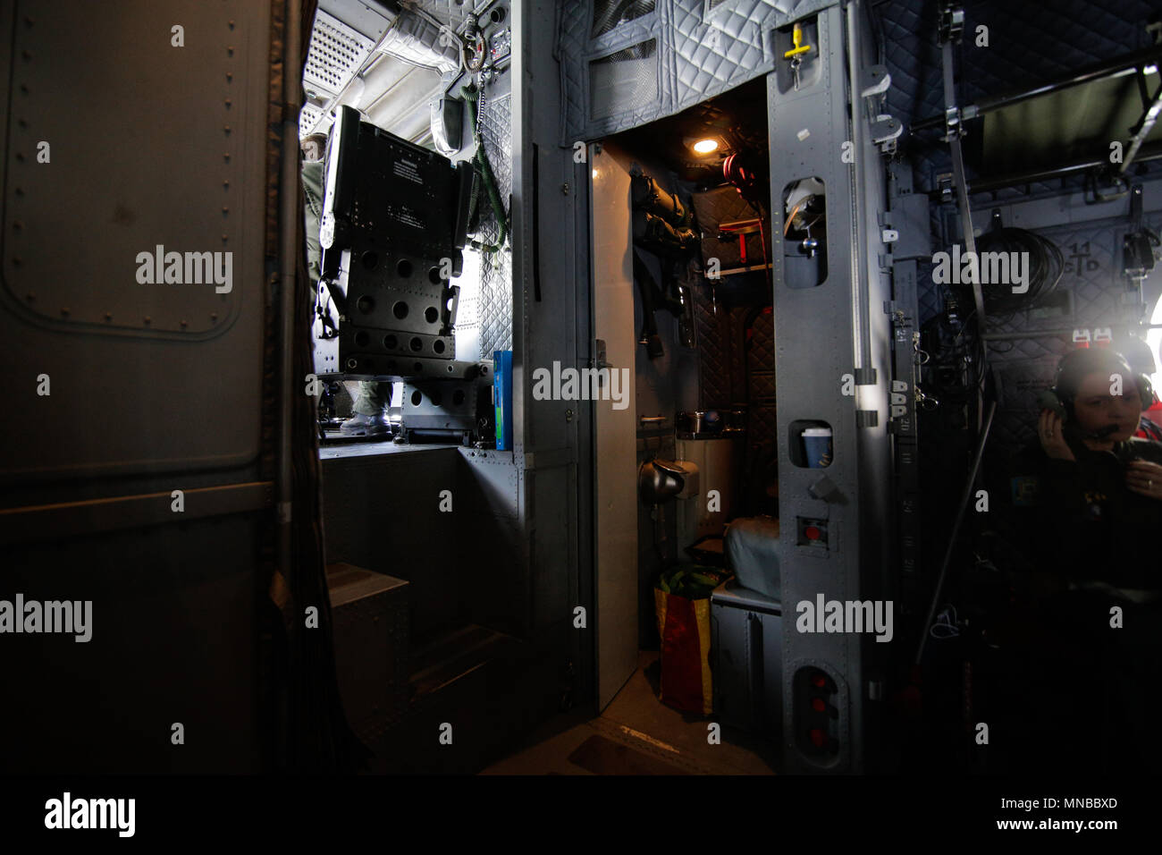 MIHAIL KOGALNICENU, Rumänien - 27. April: Details im Innenraum eines Alenia C 2-27 J Spartan Militärflugzeuge, Freitag, 27. April 2018, in Mihail Kogalnicean Stockfoto