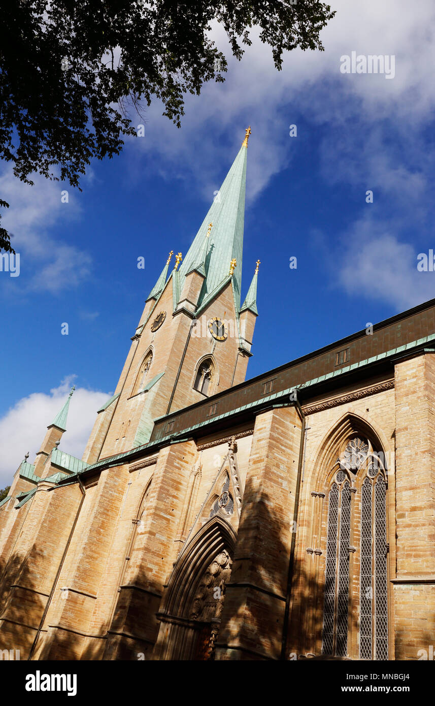 Fassade der Kathedrale von Linköping in Schweden Stockfoto