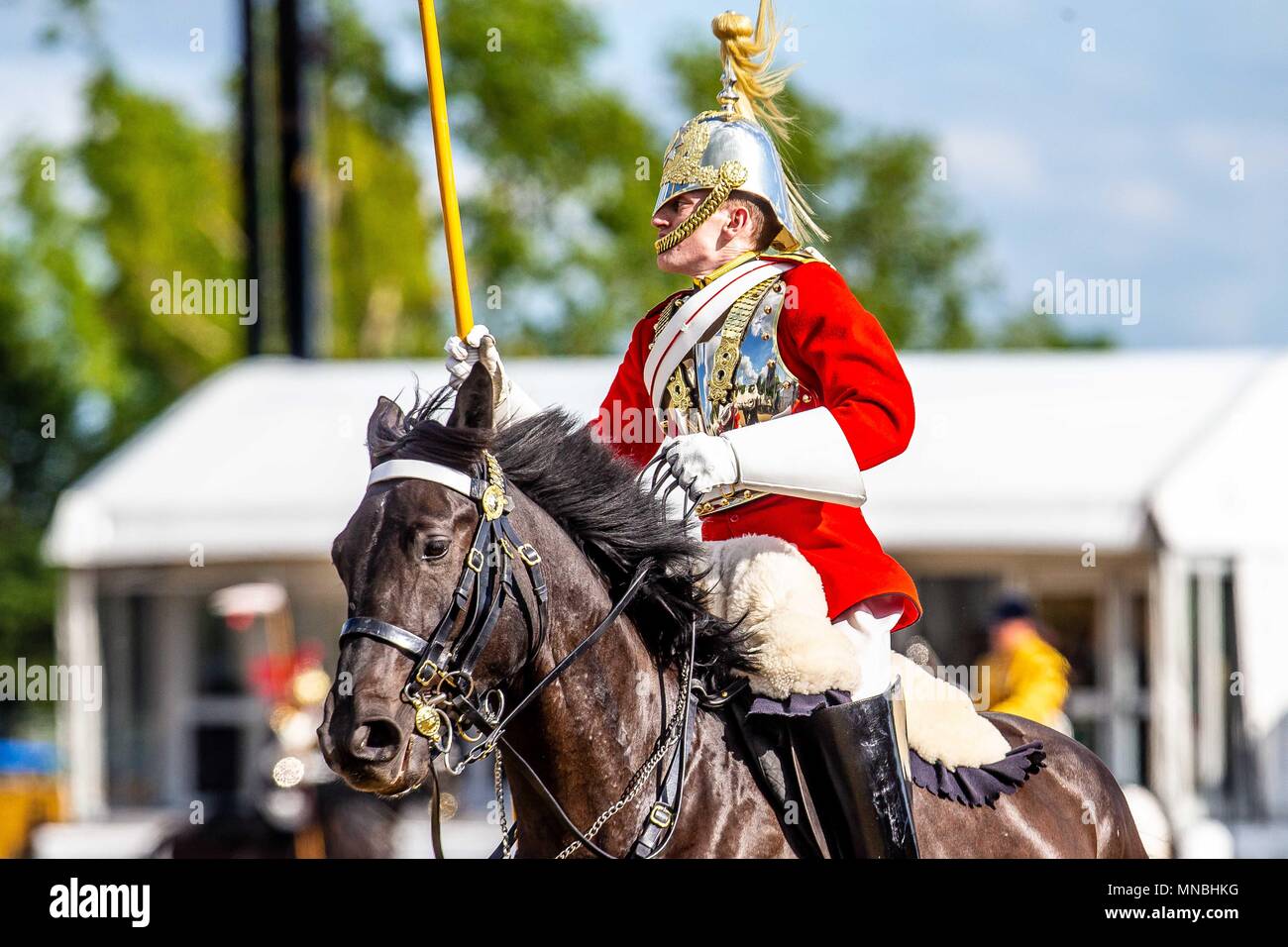 Tag 2. Royal Windsor Horse Show. Windsor. Berkshire. UK. Die musikalische Fahrt der Household Cavalry Regiment montiert. 10/05/2018. Stockfoto