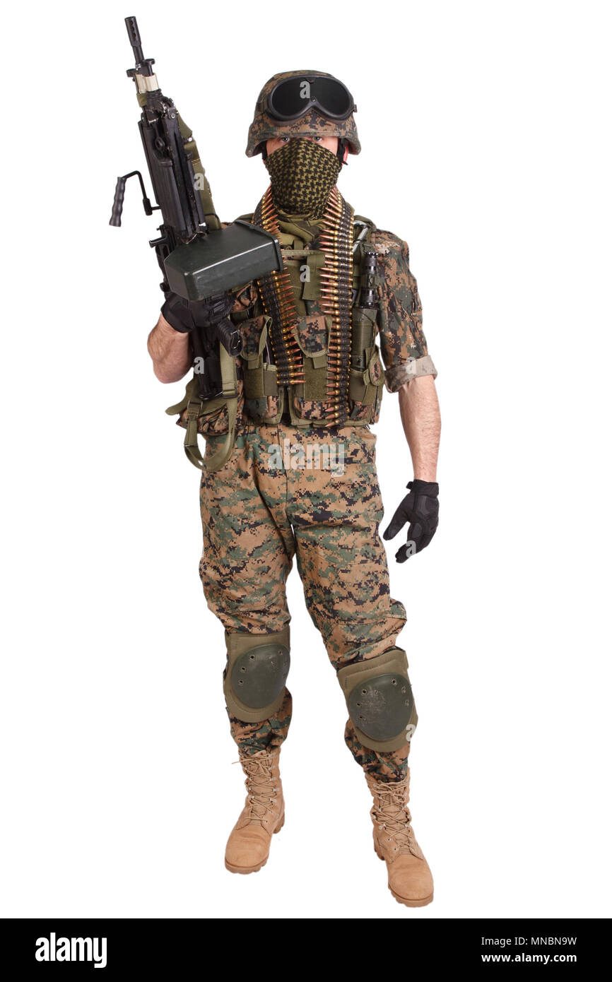 US-Marines mit Maschinengewehr Stockfoto