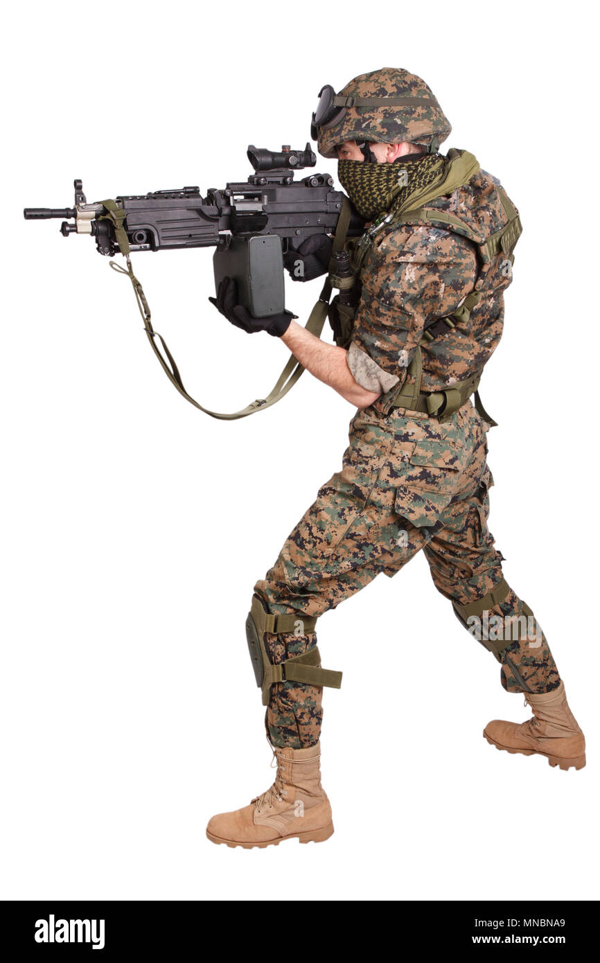 US-Marines mit Maschinengewehr Stockfoto