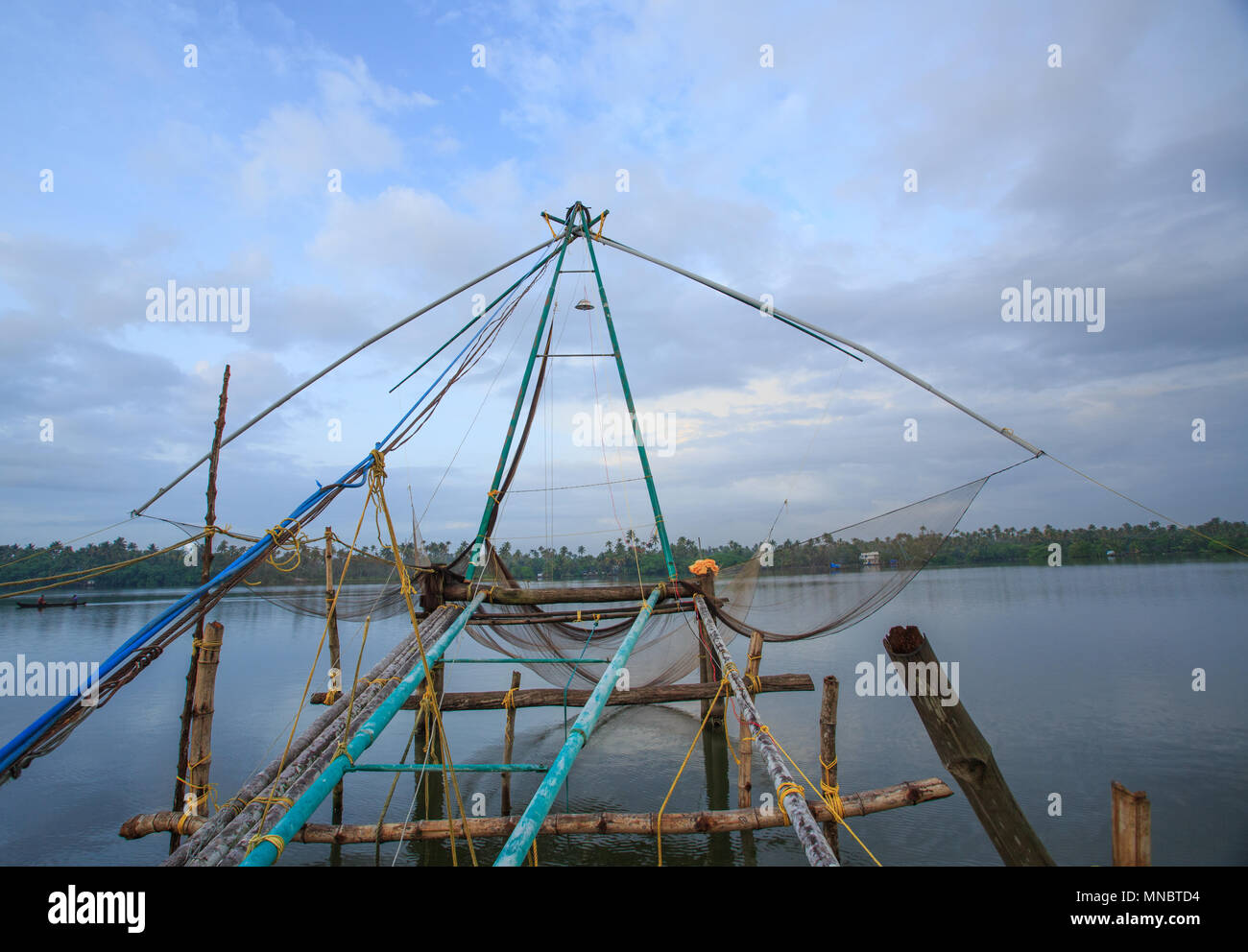 Chinesische Fischernetz - Cherai (in der Nähe von Kochi, Kerala) Stockfoto