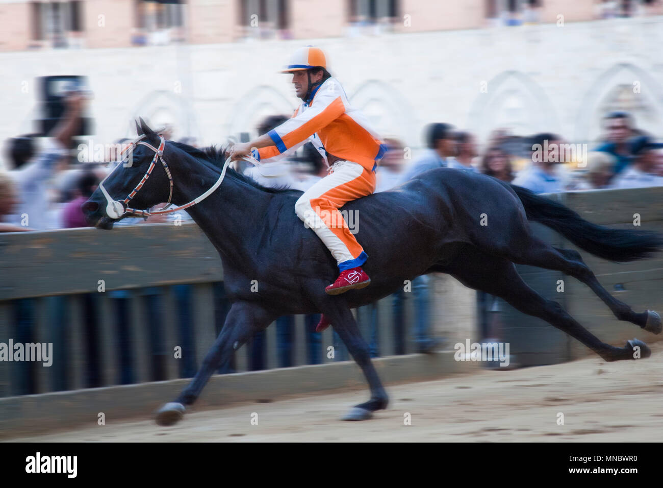 Contrada von Einhorn, der Rasse, der Palio von Siena, Siena, Toskana, Italien, Europa Stockfoto