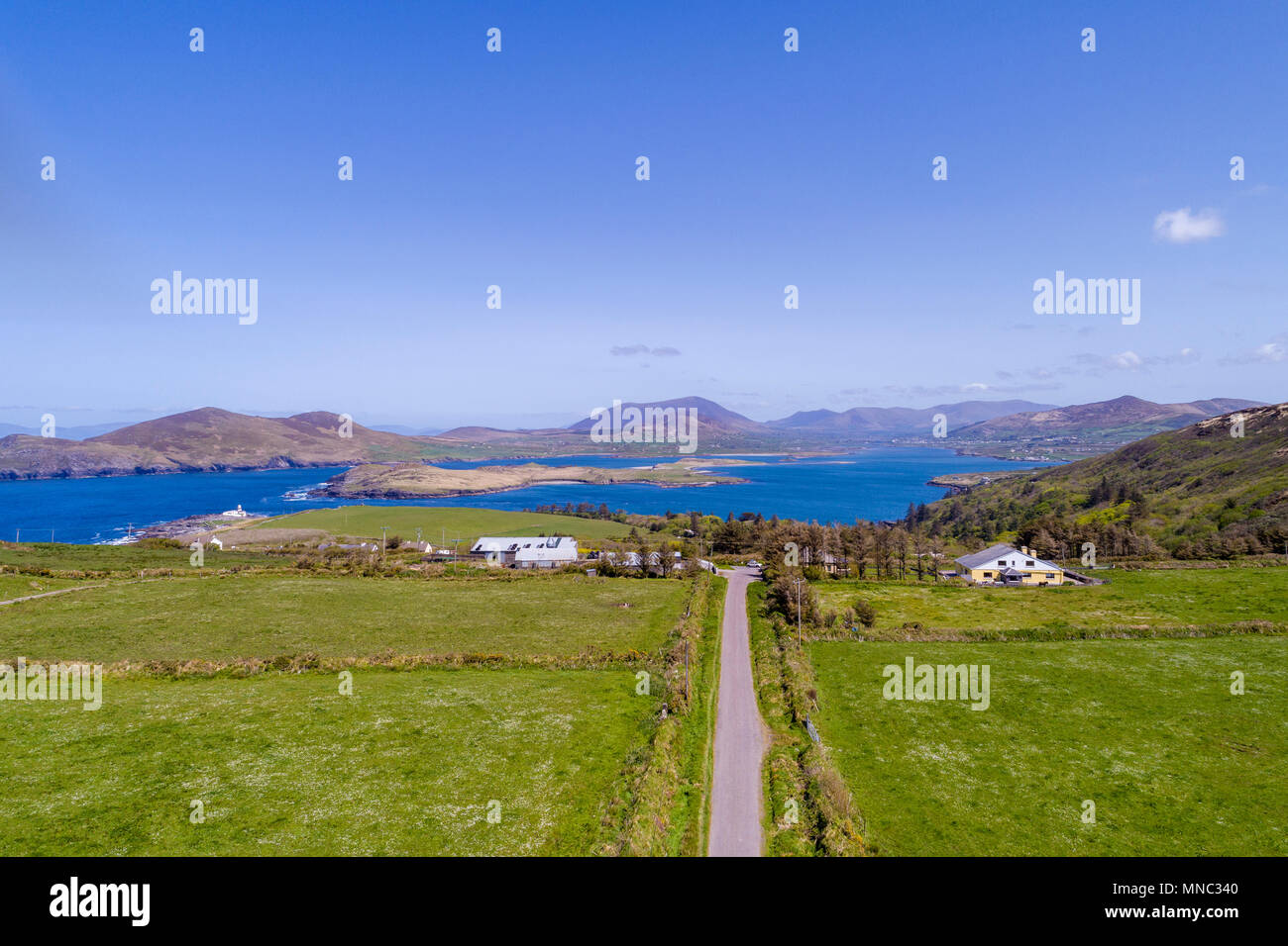 Luftaufnahme von Valentia Island County Kerry, Irland Richtung Dingle Halbinsel Suchen Stockfoto