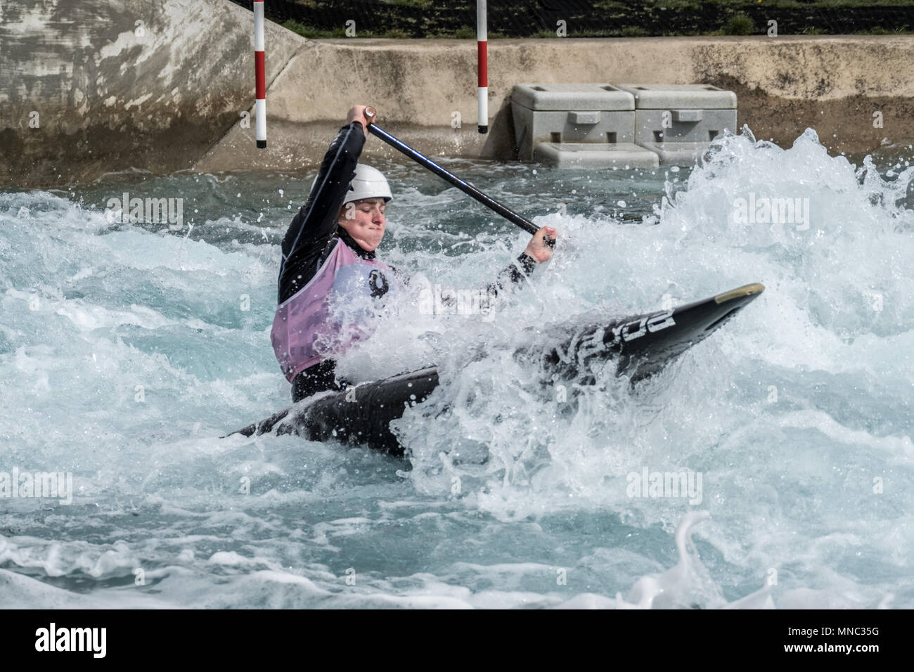 Tag 1 der Britischen Kanu Auswahl bei Lee Valley White Water Centre in Waltham Cross, Großbritannien. Stockfoto