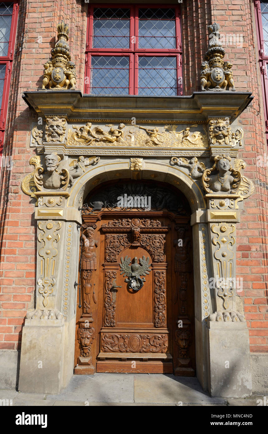 Tür an der Altstadt von Danzig. Polen Stockfoto