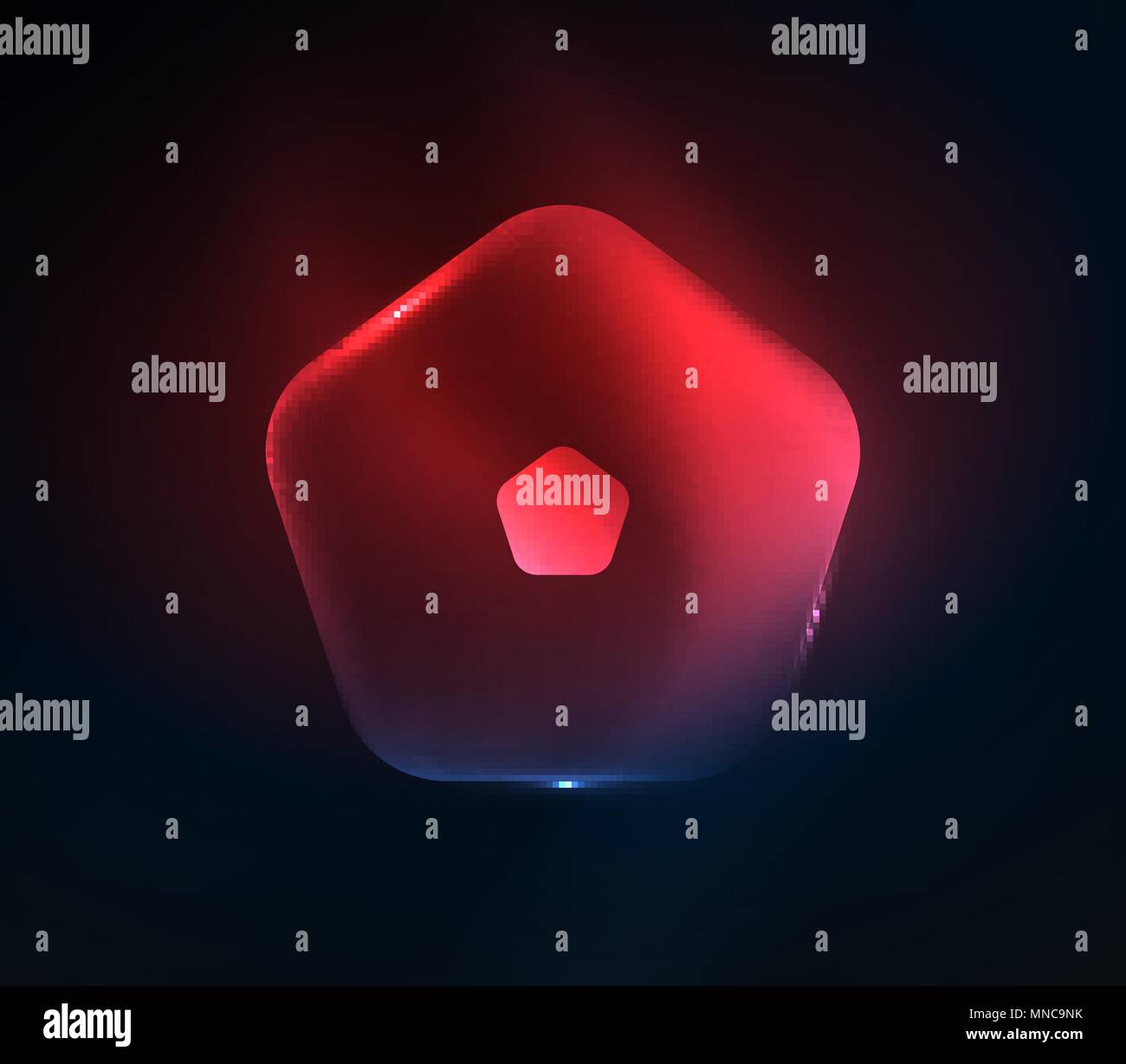 Glühendes Glas transparent pentagans, geometrische abstrakte digitale Hintergrund. Leuchtend rote Glas transparent pentagans, geometrische abstrakte digitale Hintergrund. Vector Illustration Stock Vektor