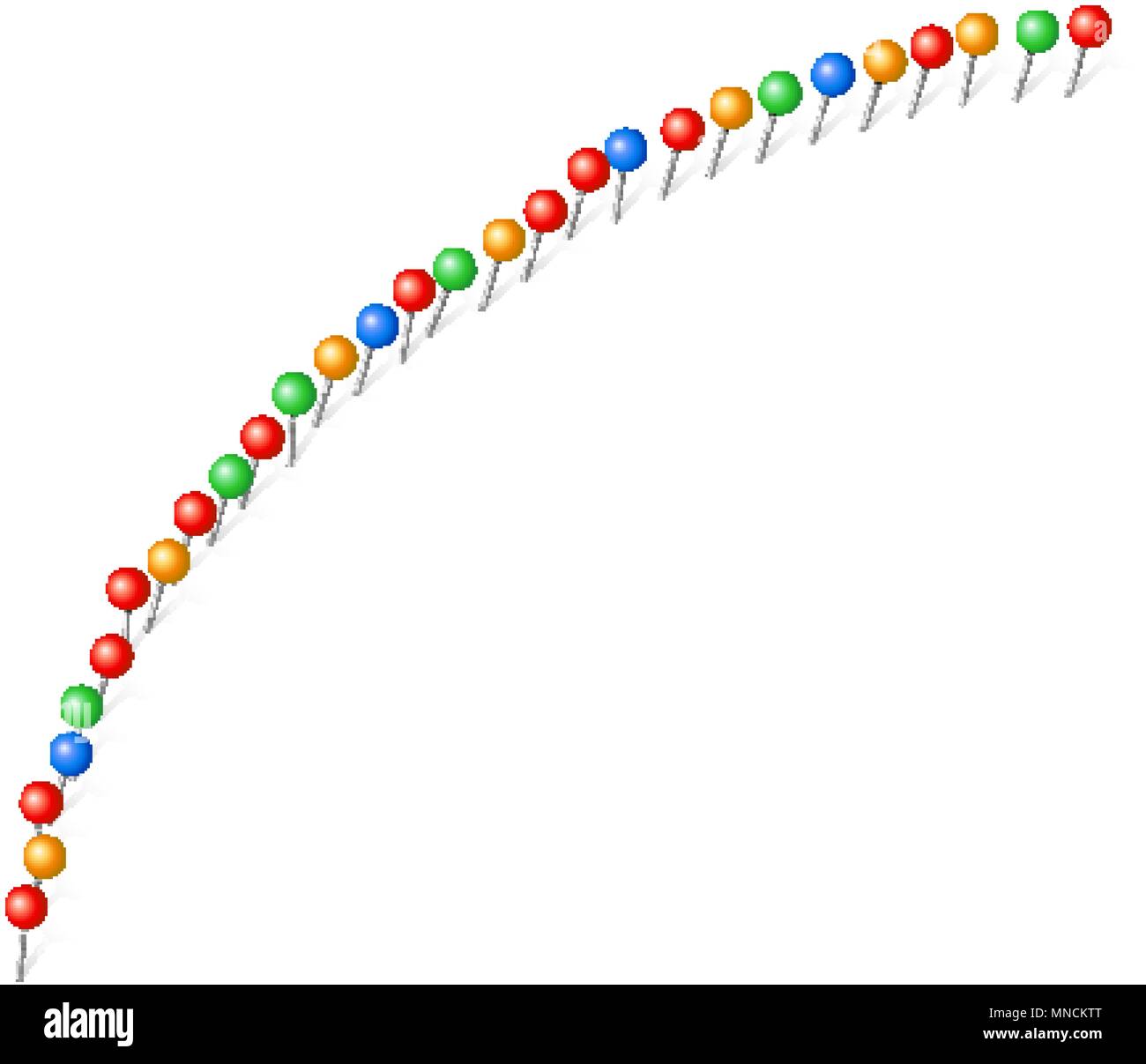 Pfad Konzept. Arc aus push Pins Stock Vektor