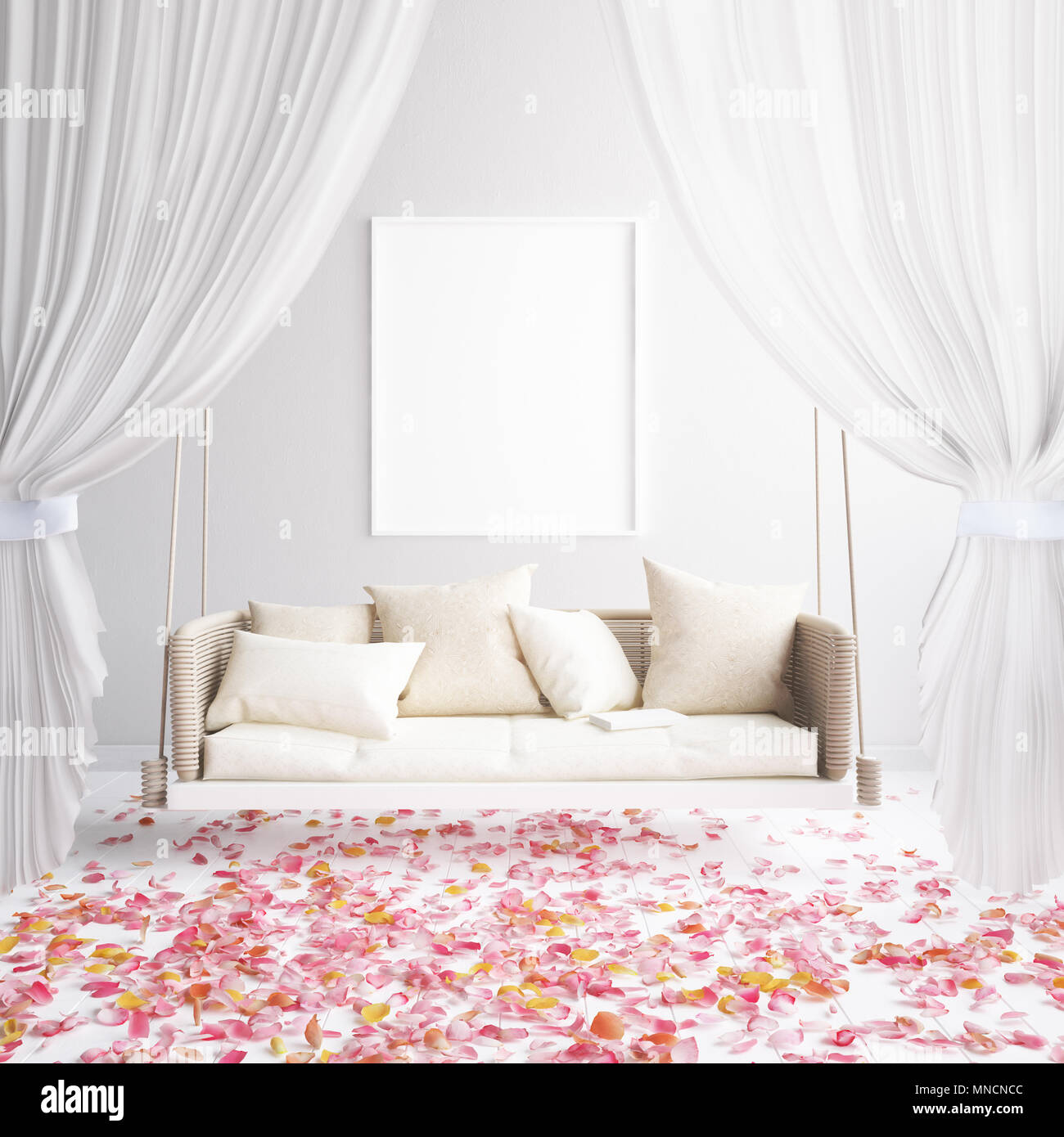 Romantische Interieur Hintergrund, skandinavischen Stil, 3D ... Romantische Interieur Hintergrund, skandinavischen Stil, 3D ...