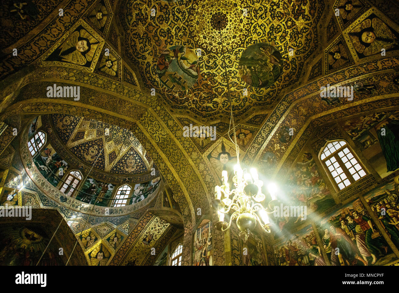 Isfahan, Iran - 15. Oktober 2017: Armenische Fresko in der vank Kathedrale. Stockfoto