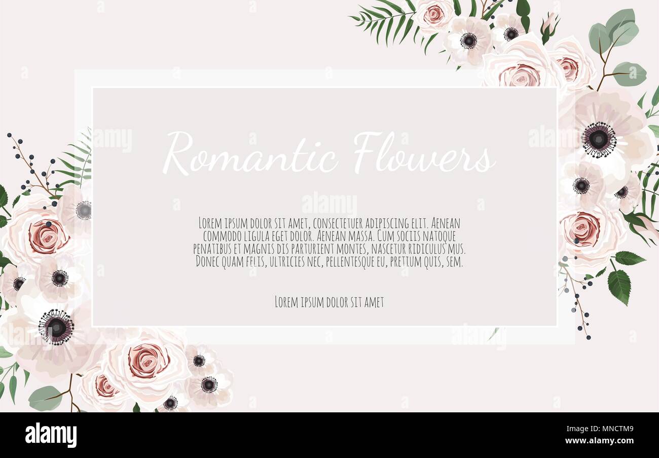 Karte Mit Blatter Und Bluten Blumen Poster Einladen Vektor Dekorative Grusskarte Einladung Design Hintergrund Stock Vektorgrafik Alamy