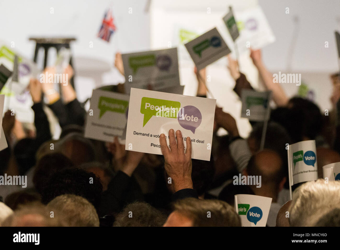 Ein Publikum von über 1000 Menschen nehmen an der nationalen Start der Kampagne für ein Volk auf der abschließenden Brexit beschäftigen, Electric Ballroom, Camden, London, UK. Mit: Atmosphäre, Wo: London, England, Vereinigtes Königreich, wenn: 15 Apr 2018 Credit: Wheatley/WANN Stockfoto