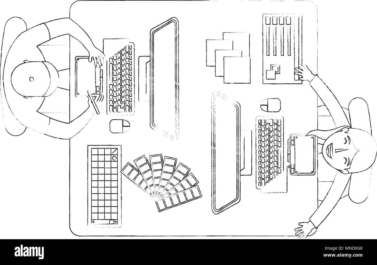 Menschen Designer kreative Arbeitsplatz workflow Elemente Stock Vektor