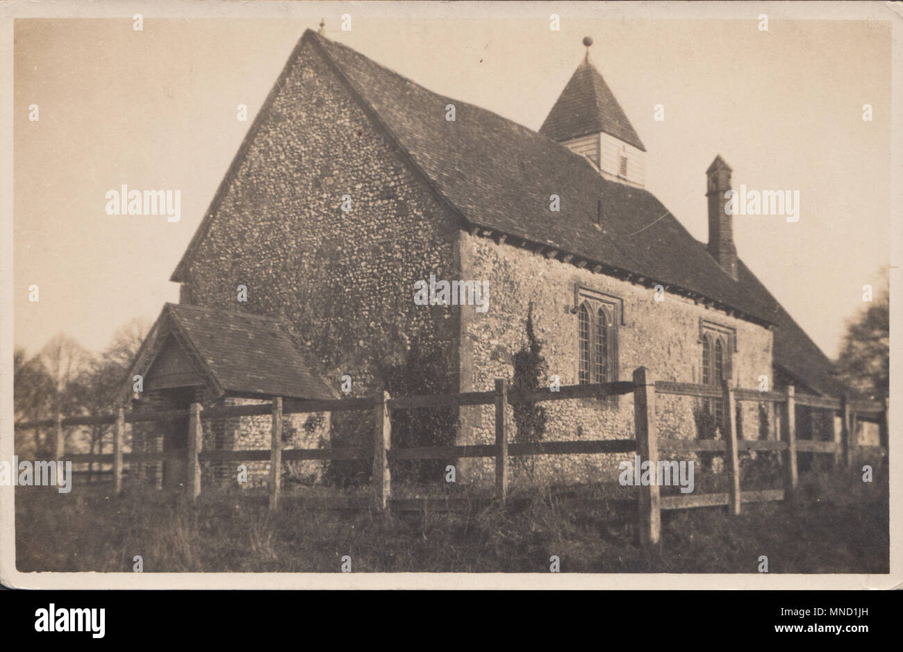 Vintage Foto von St. Hubert's Kirche, Idsworth, Hampshire, England, Großbritannien Stockfoto