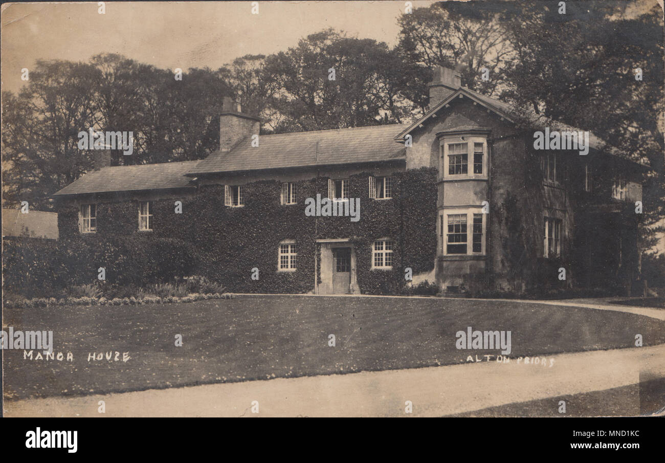 Jahrgang fotografische Postkarte des Manor House, Alton Priors, Wiltshire, England, UK. Im Jahre 1905 veröffentlicht. Stockfoto