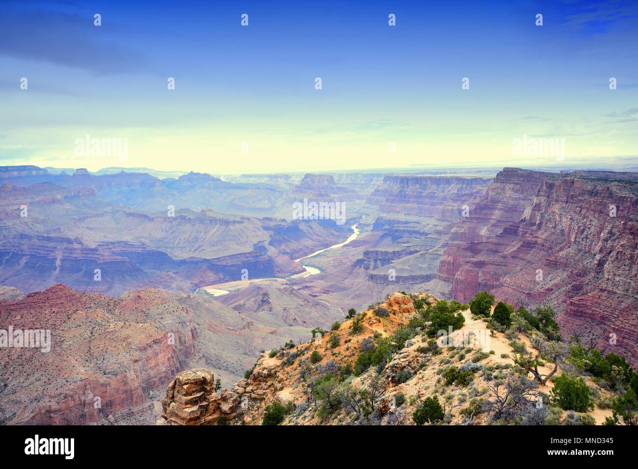 South Rim Grand Canyon vor Sonnenuntergang, Arizona, USA. Stockfoto