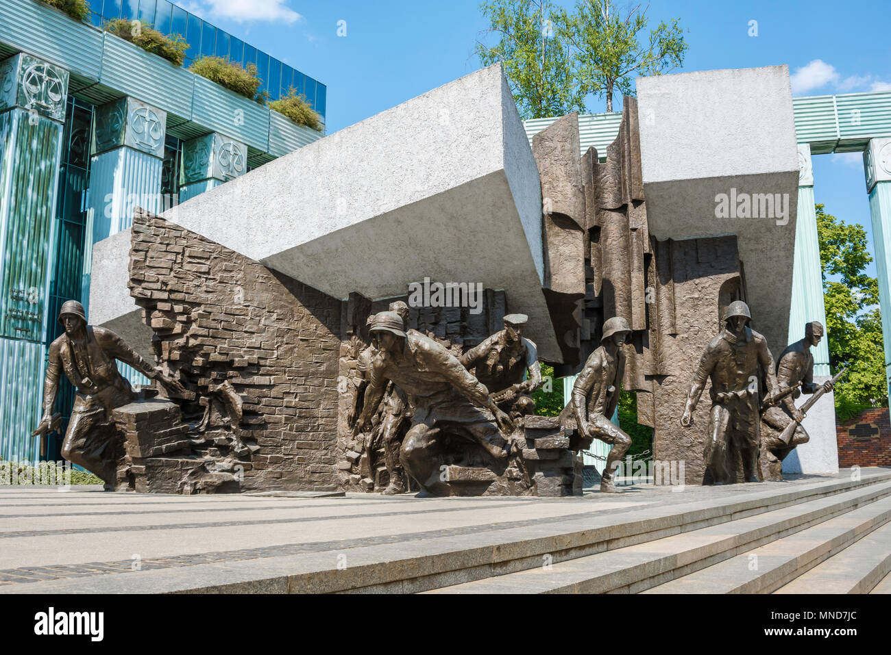 Blick auf das Denkmal des Warschauer Aufstandes in Plac Krasinskich im Zentrum von Warschau, Polen. Stockfoto