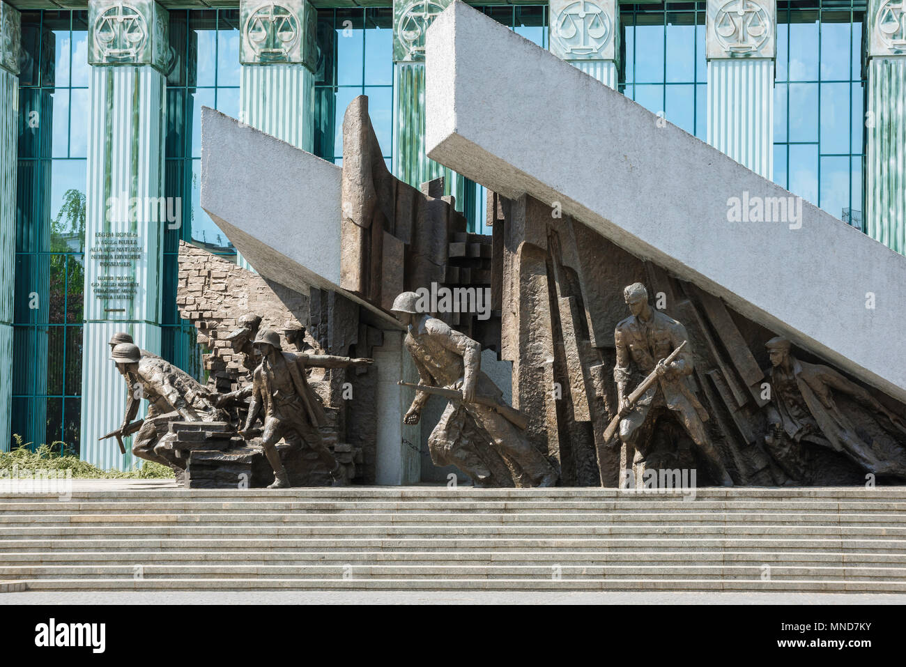 Denkmal Warschauer Aufstand, Ansicht des Denkmals des Warschauer Aufstandes auf dem Plac Krasinskich im Zentrum von Warschau, Polen. Stockfoto