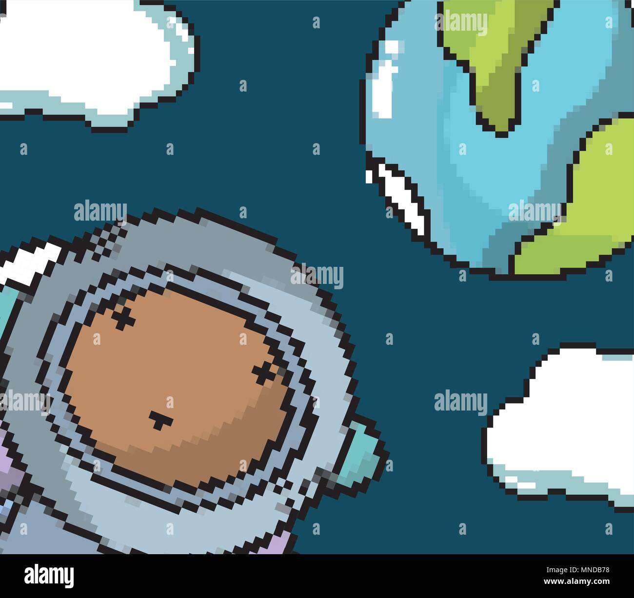 Astronaut Junge in der Galaxie Pixel-art Stock Vektor