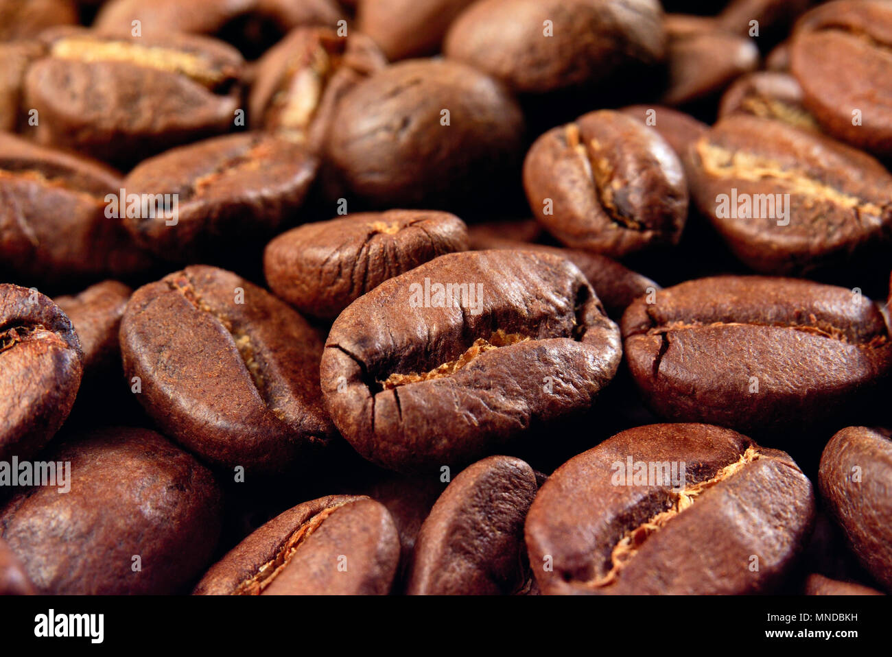 Natürliche fried Kaffeebohnen. Close-up. Stockfoto