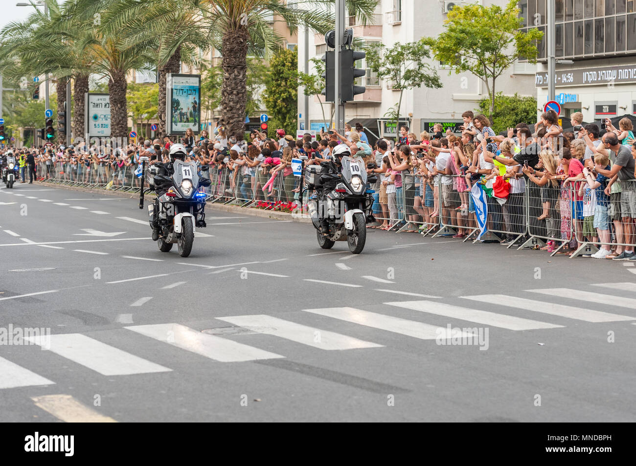 Israel, Tel Aviv-Yafo vom 5. Mai 2018: 2018 Giro d'Italia - Ankunft in Tel Aviv - Umfassende Sicherheit Stockfoto