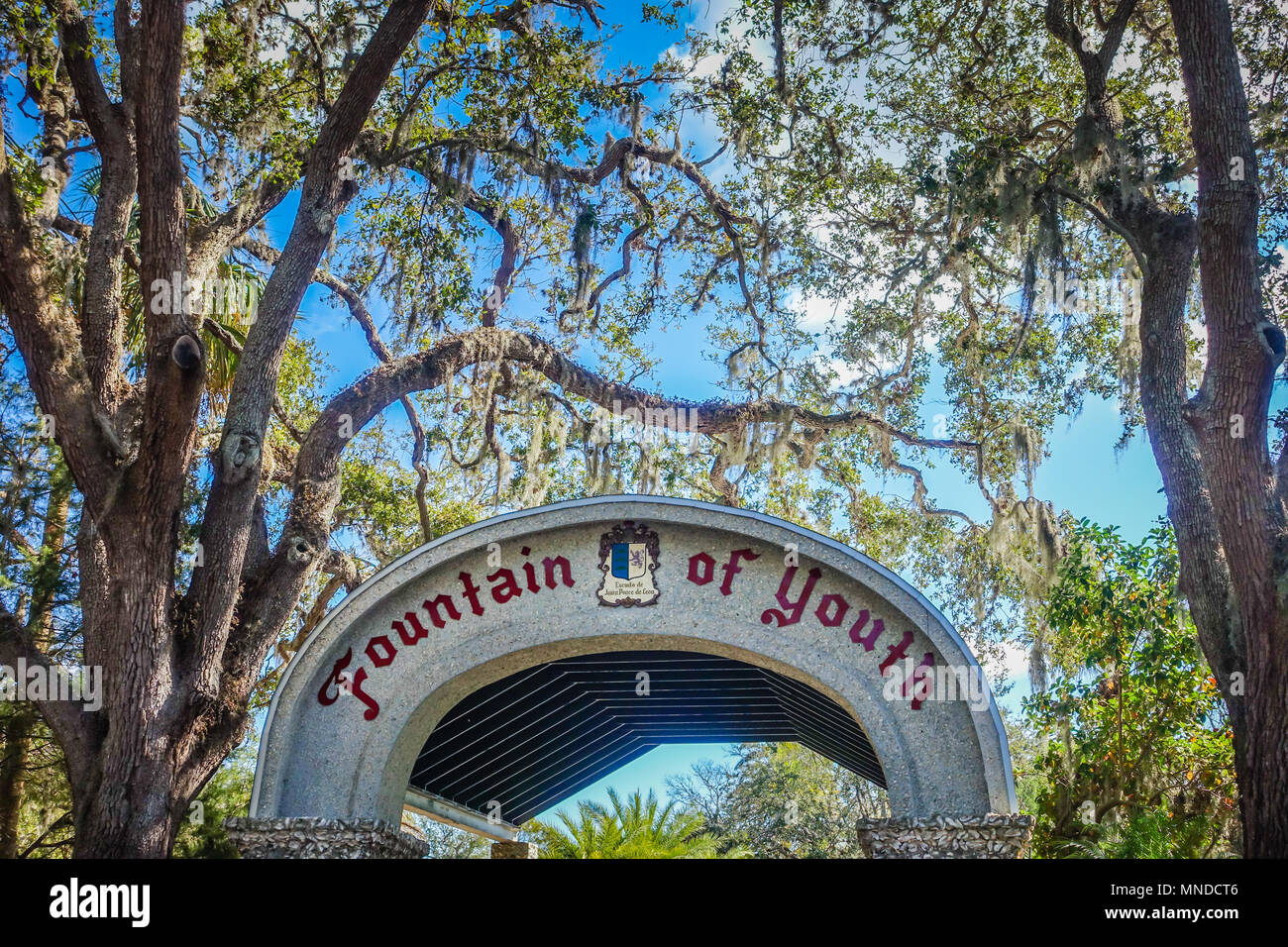 Ponce de Leon's Jungbrunnen Archäologischen Park im historischen St. Augustine, Florida Stockfoto