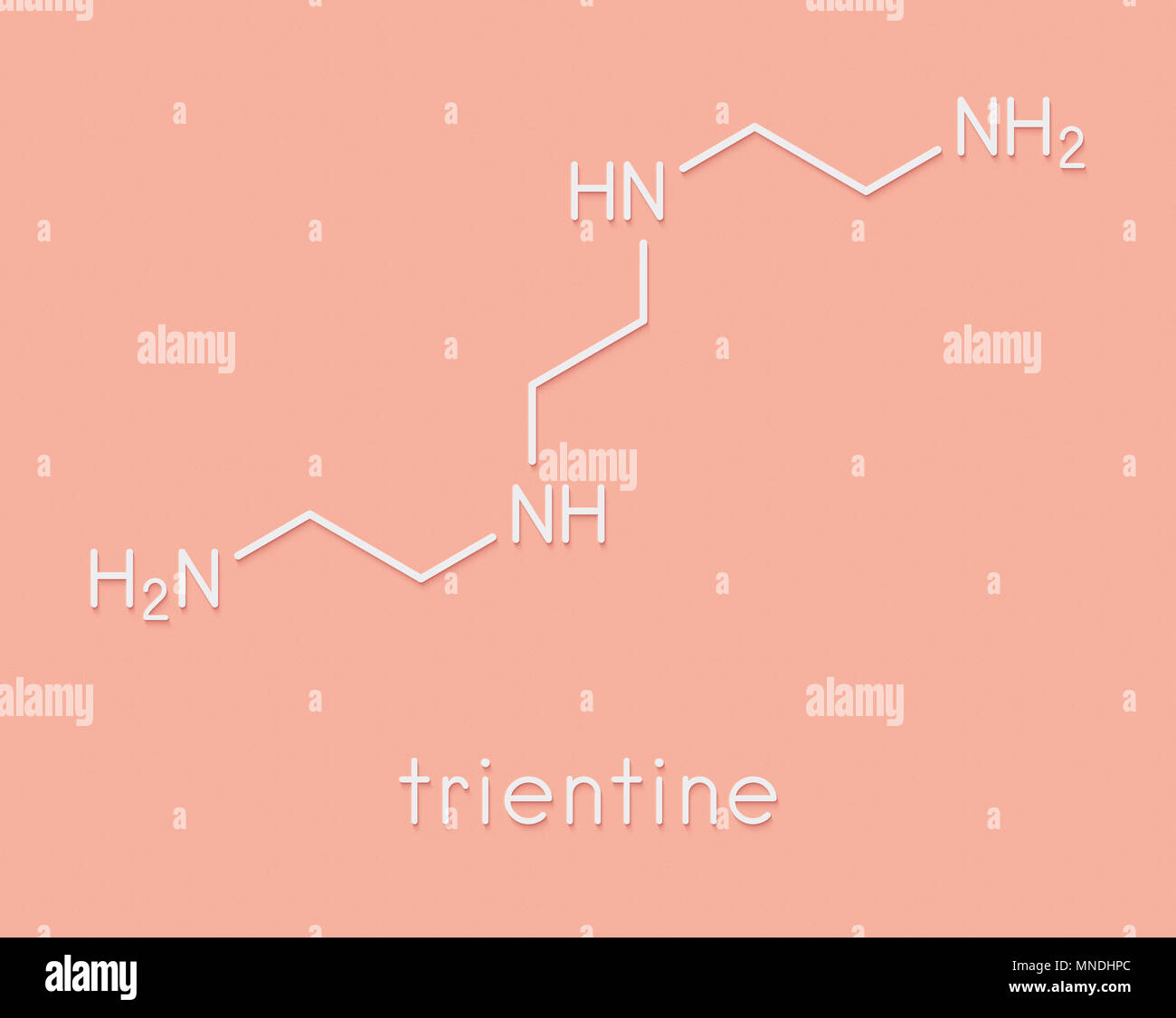 (Triethylenetetramine TETA, trientin) Morbus Wilson Droge Molekül. Skelettmuskulatur Formel. Stockfoto