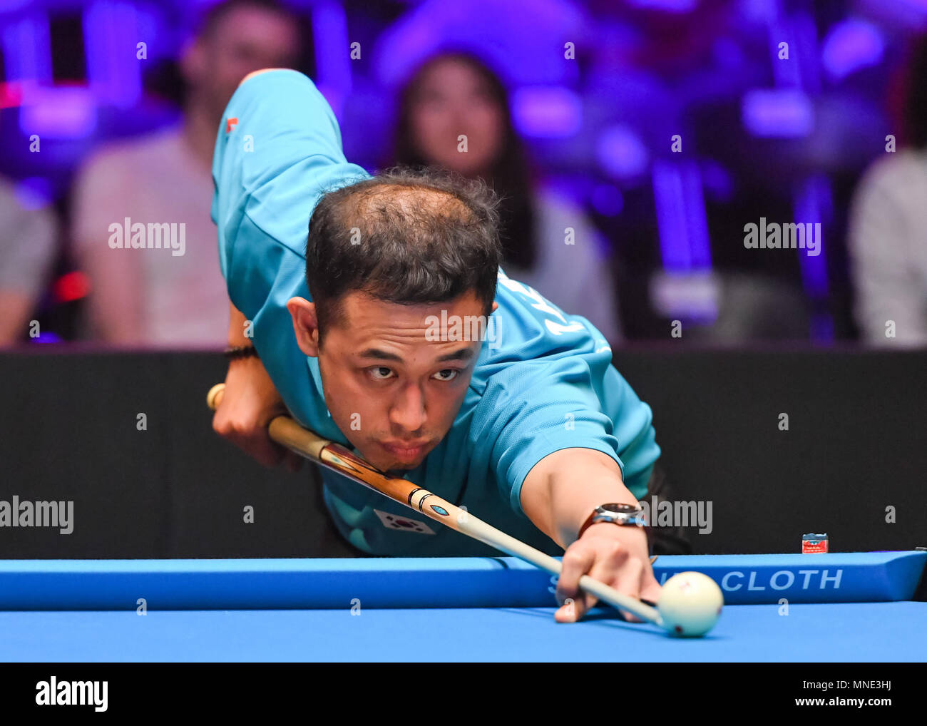 Shanghai, China. 16 Mai, 2018. Koreas Ryu Seung Woo und Jeong Young Hwa beim World Cup of POOL 2018: Runde 1 - England vs Südkoreanischen an Luwan (Gymnasium) Arena am Mittwoch, den 16. Mai 2018. SHANGHAI, China. Credit: Taka Wu/Alamy leben Nachrichten Stockfoto