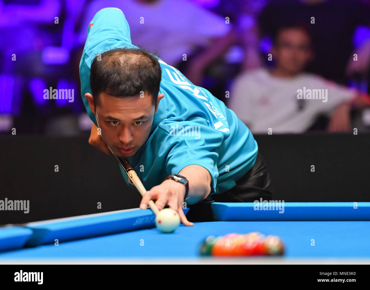 Shanghai, China. 16 Mai, 2018. Koreas Ryu Seung Woo und Jeong Young Hwa beim World Cup of POOL 2018: Runde 1 - England vs Südkoreanischen an Luwan (Gymnasium) Arena am Mittwoch, den 16. Mai 2018. SHANGHAI, China. Credit: Taka Wu/Alamy leben Nachrichten Stockfoto