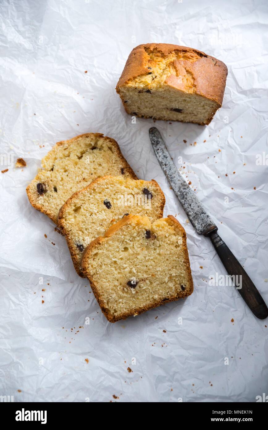 Orange und Kokos Kuchen mit Chocolate Chips (vegane) Stockfoto