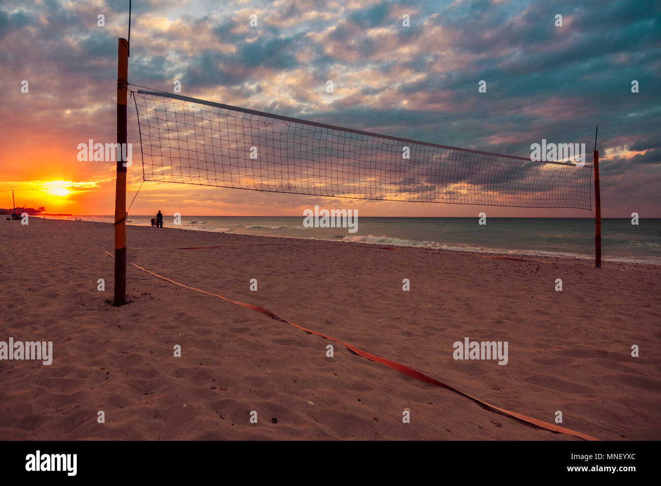 Beach Volleyball net-Varadero, Kuba Stockfoto