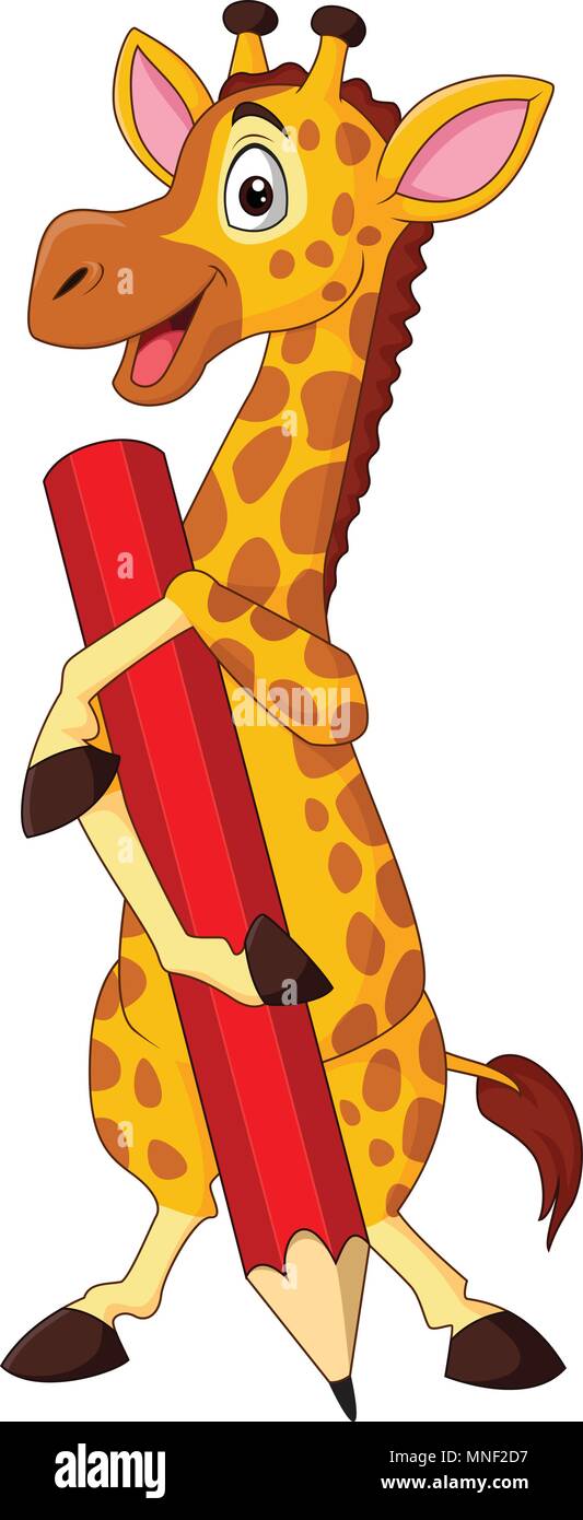 Cartoon giraffe Holding Bleistift Stock Vektor