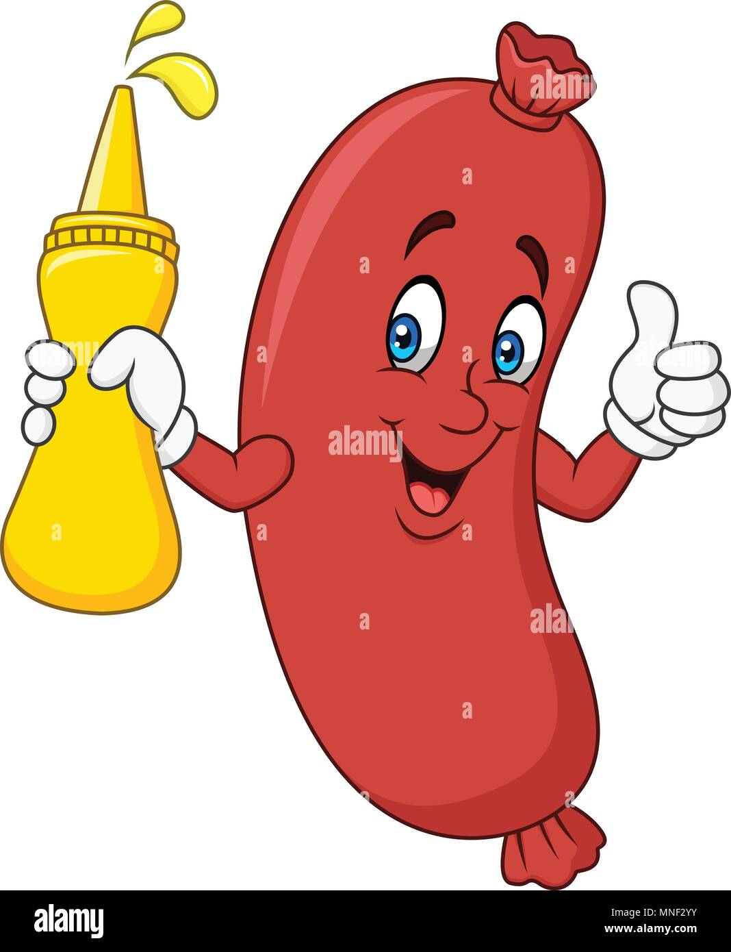 Cartoon Wurst mit Senf Sauce Stock Vektor