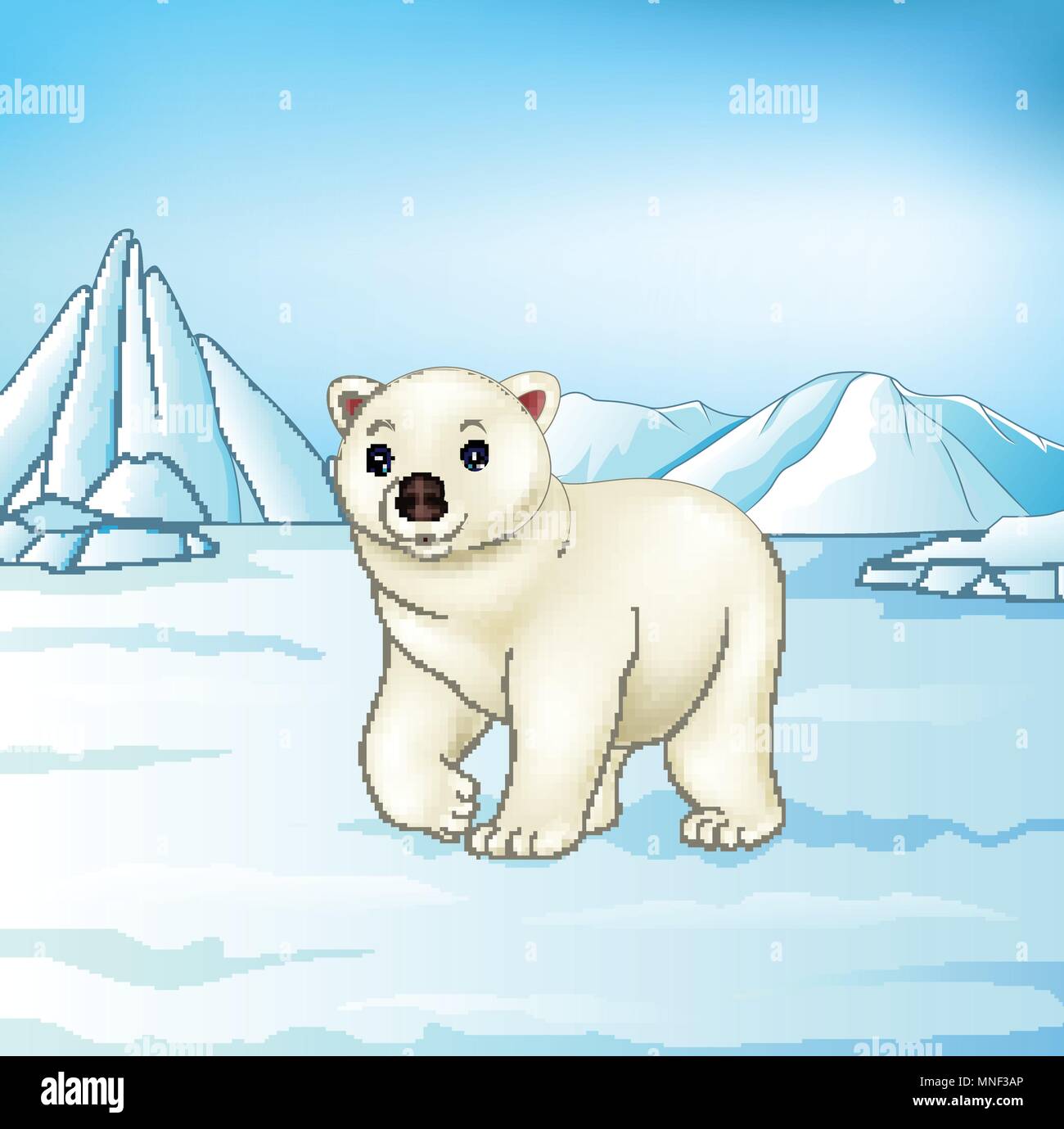 Cartoon Eisbär auf arktische Tundra Stock Vektor