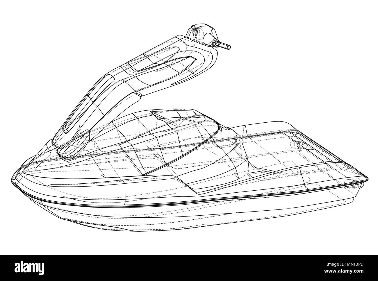 Jet ski Skizze. Vektor Stock Vektor