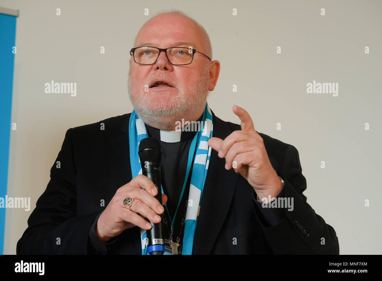 Römisch-katholische Kardinal Reinhard Marx, der Vorsitzende der Katholischen Deutschen Bischofskonferenz, während die 101 Katholikentag am 13. Mai 2018 in Münster, Deutschland Stockfoto