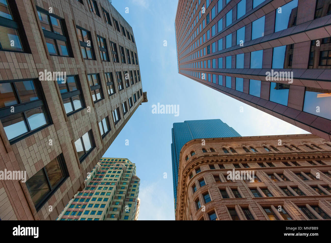 In der Mitte von Boston Massachusetts Wolkenkratzer. Stockfoto