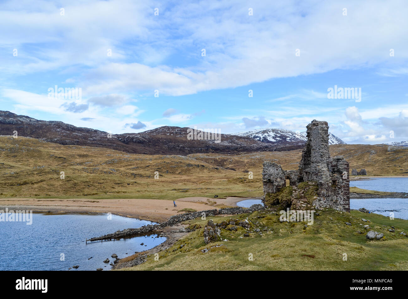 Ardvreck Castle auf Lock Assynt, Schottland Stockfoto
